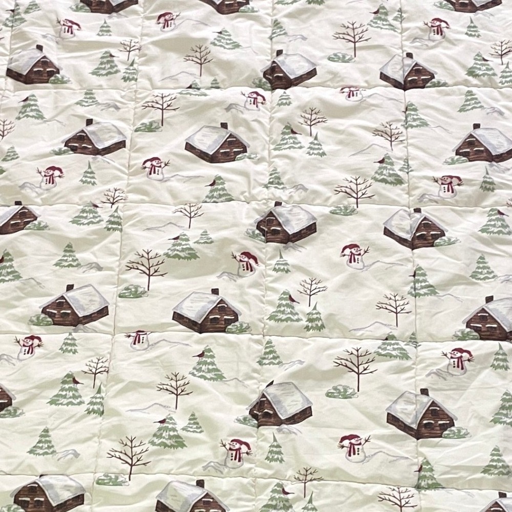 Charter Club Winter Cabin Lap Quilt Throw Blanket 49x67 Cream Snowman Holiday